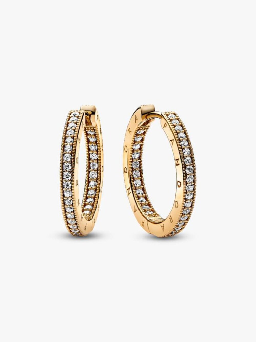 Pandora Signature Logo & Pav�� Hoop Earrings